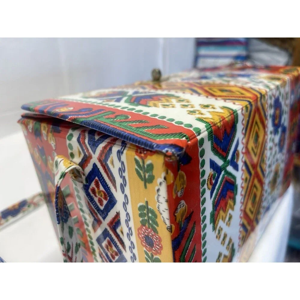 Vintage Boho Large Diaper Bag Patterned Box Retro Multicolor Crossbody Tote